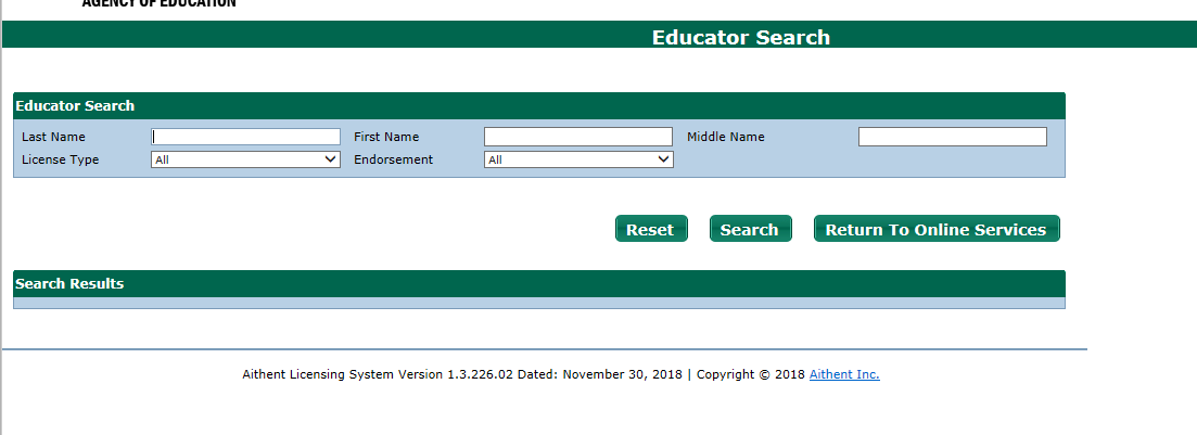 example view of educator search results